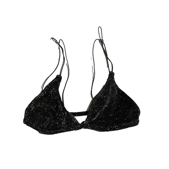 Free People Intimately Simply Sweet Bra Metallic Seamless Strappy Black XS/S - Picture 1 of 4